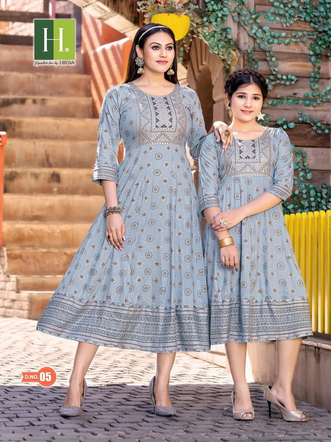 Ridhi Shidhi By Hirwa Daughter Printed Anarkali Kurti Collection
